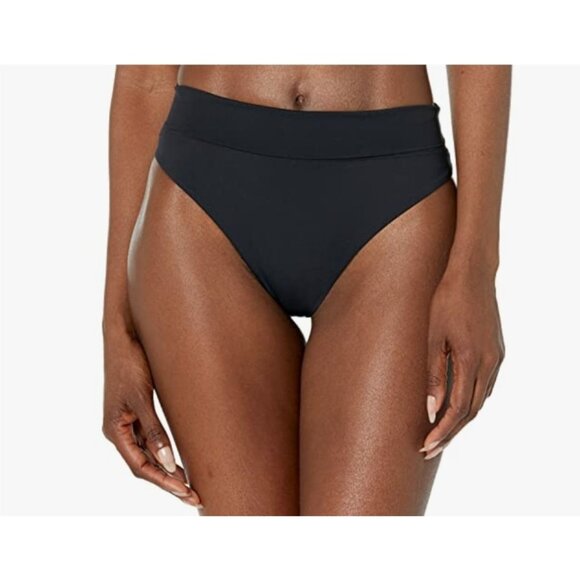 prAna Aurelia Black High-Waisted Rouched Swim Bikini Bottoms Womens XS NWT - Picture 1 of 3